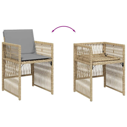 vidaXL Gartenstühle mit Kissen 4 Stk. Beigemischung Poly Rattan