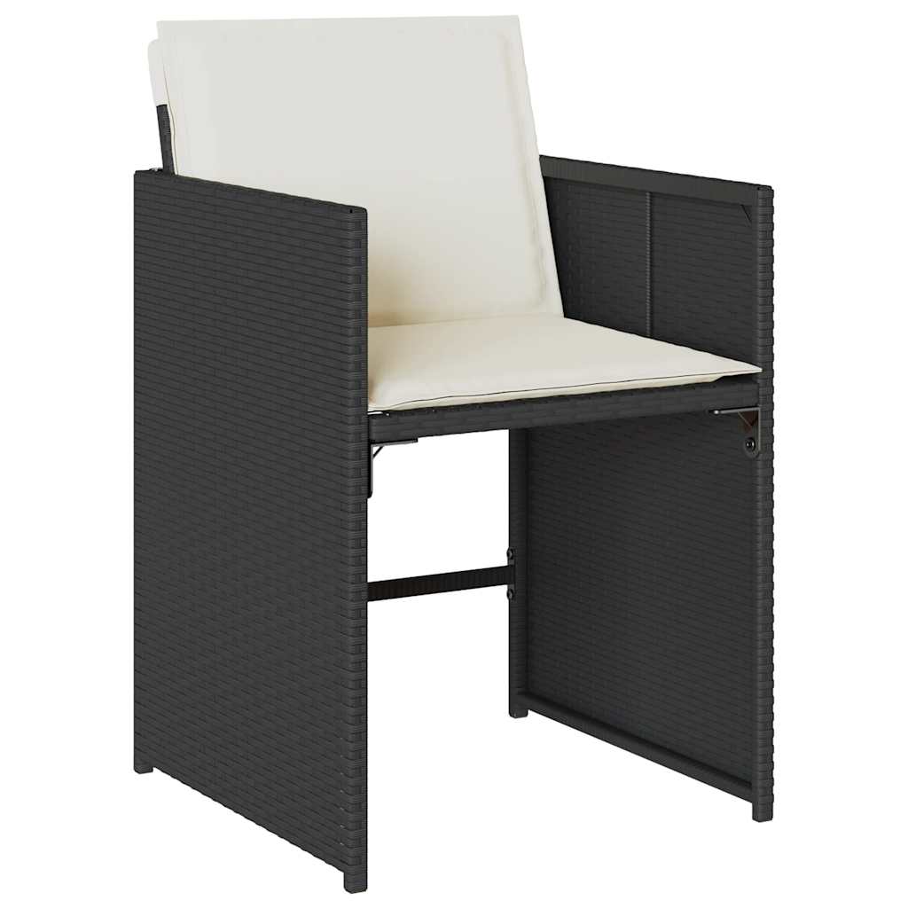 vidaXL Gartenstühle mit Kissen 4 Stk. Schwarz Poly Rattan