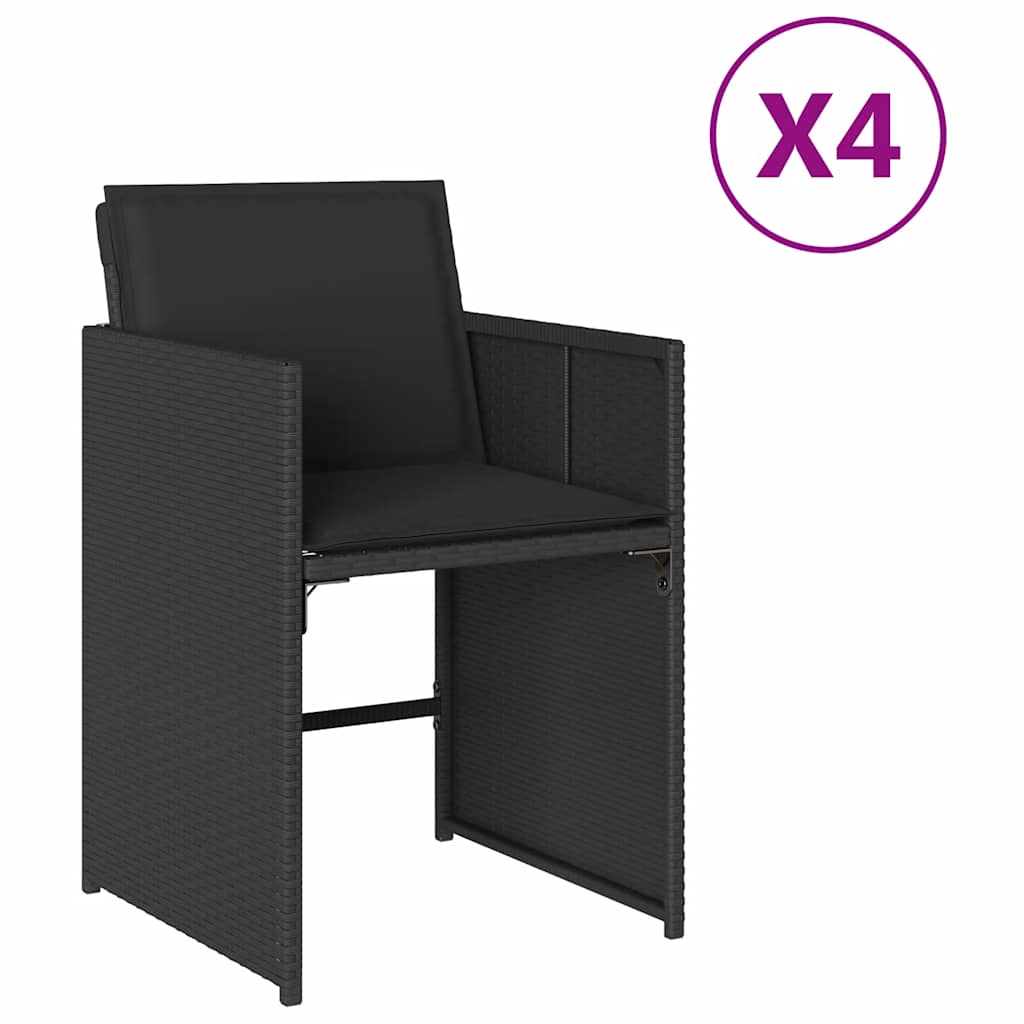 vidaXL Chaises de jardin avec coussins 4 pcs Noir Résine tressée