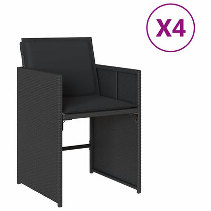 vidaXL Chaises de jardin avec coussins 4 pcs Noir Résine tressée