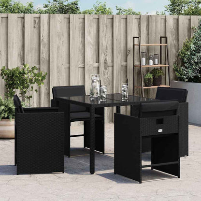 vidaXL Chaises de jardin avec coussins 4 pcs Noir Résine tressée