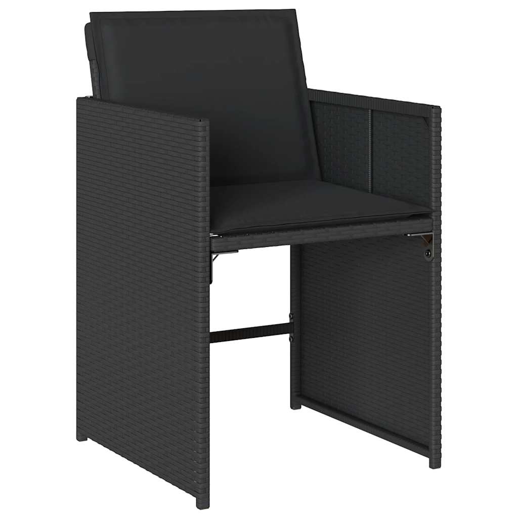 vidaXL Chaises de jardin avec coussins 4 pcs Noir Résine tressée