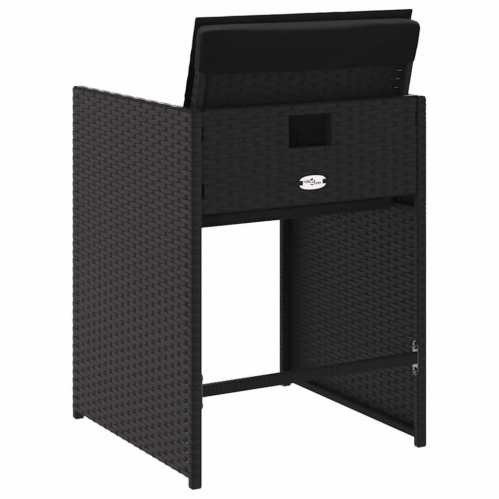vidaXL Chaises de jardin avec coussins 4 pcs Noir Résine tressée