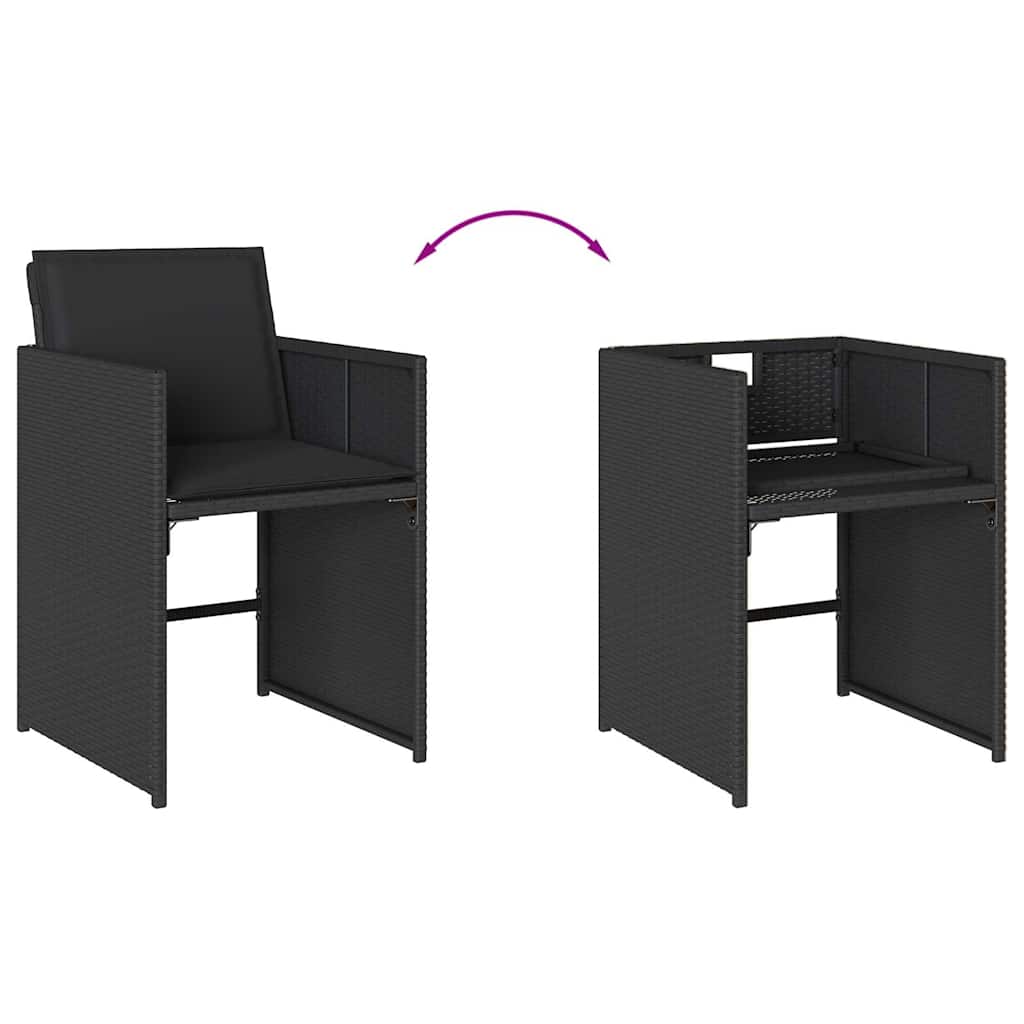 vidaXL Chaises de jardin avec coussins 4 pcs Noir Résine tressée