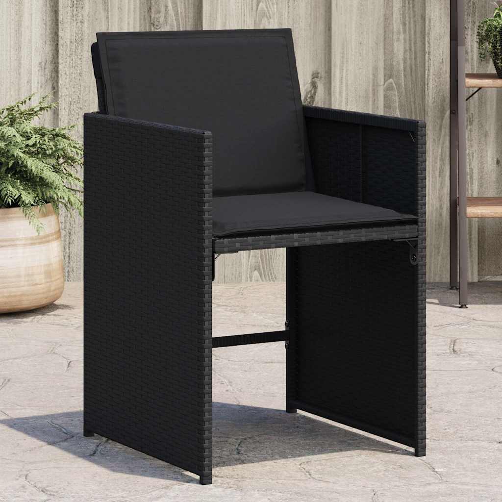 vidaXL Chaises de jardin avec coussins 4 pcs Noir Résine tressée