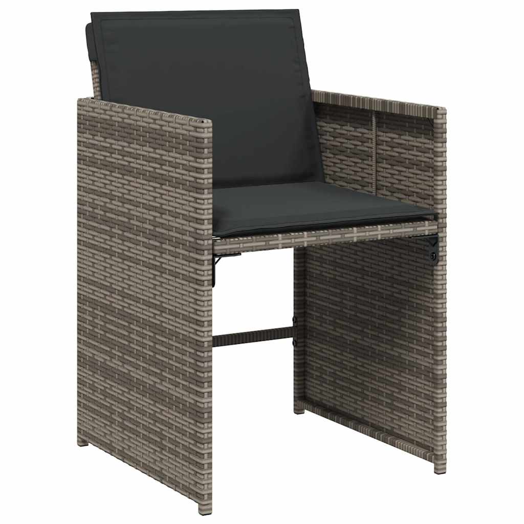 vidaXL Gartenstühle mit Kissen 4 Stk. Grau Poly Rattan