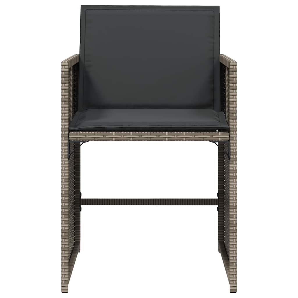 vidaXL Gartenstühle mit Kissen 4 Stk. Grau Poly Rattan
