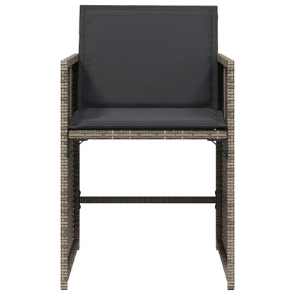 vidaXL Gartenstühle mit Kissen 4 Stk. Grau Poly Rattan