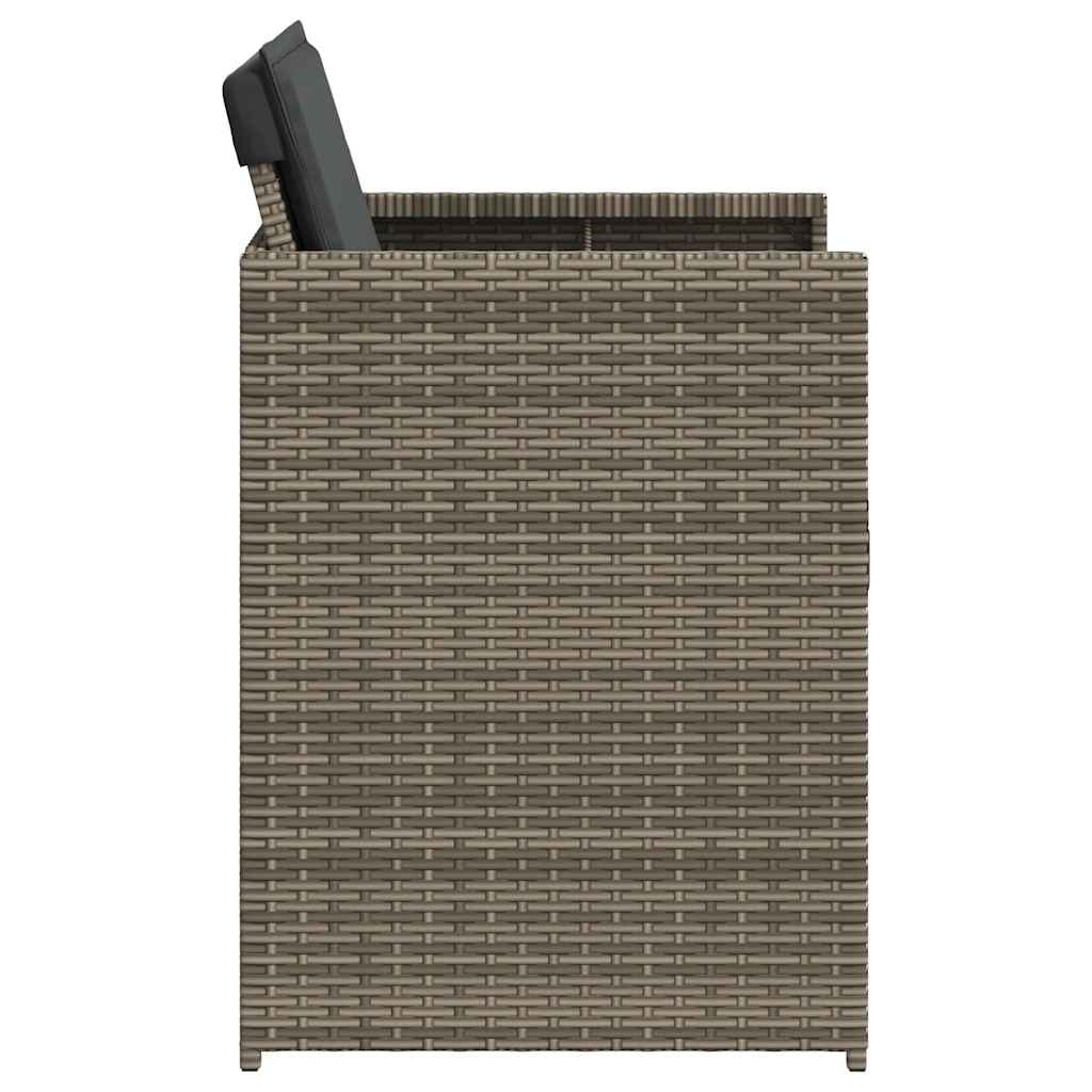 vidaXL Gartenstühle mit Kissen 4 Stk. Grau Poly Rattan