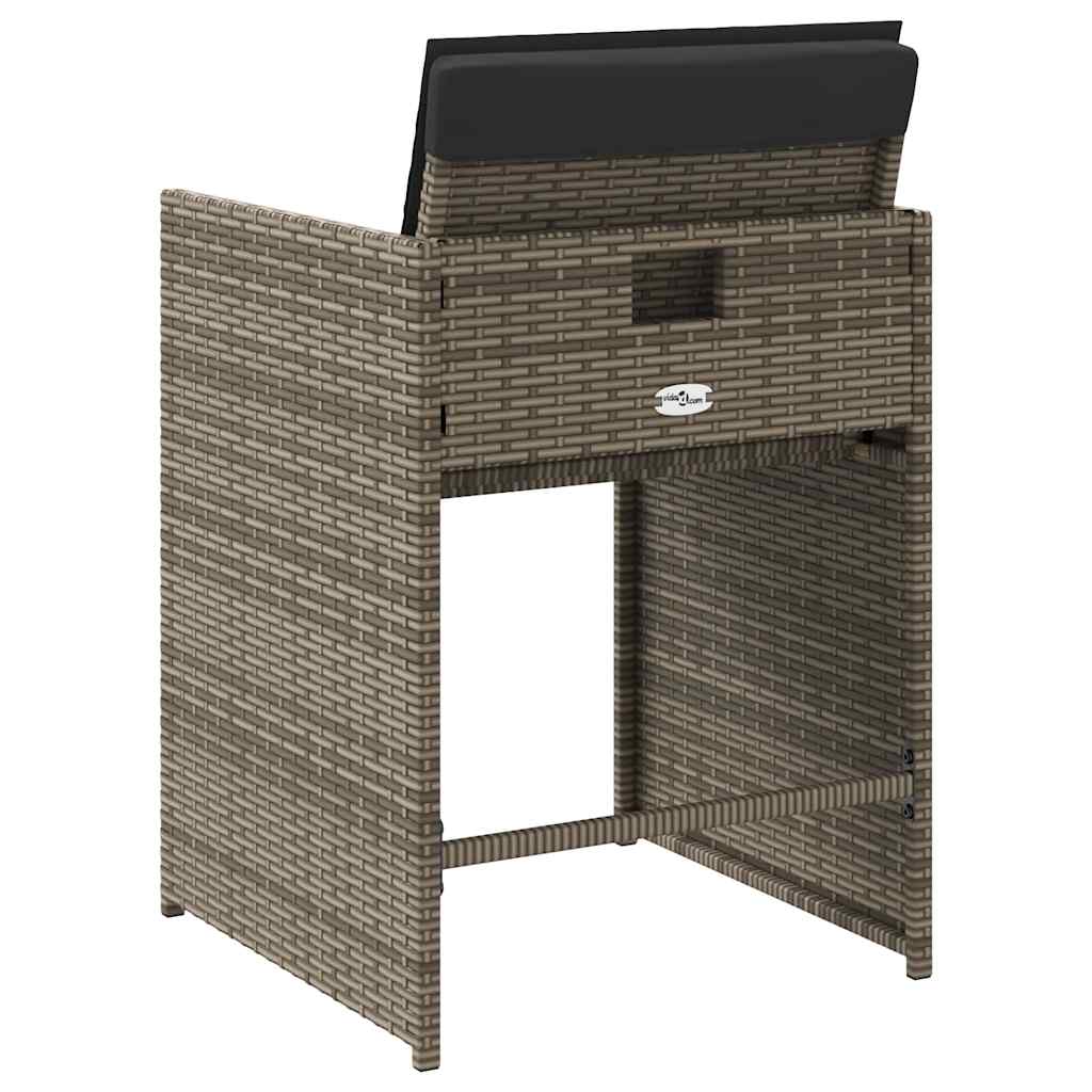 vidaXL Gartenstühle mit Kissen 4 Stk. Grau Poly Rattan