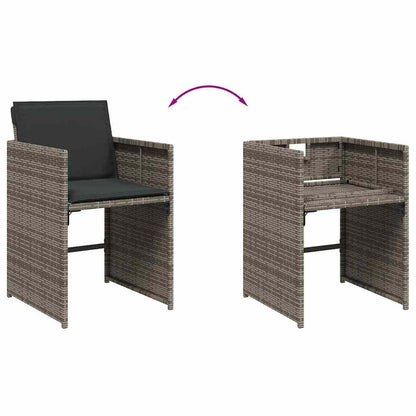 vidaXL Gartenstühle mit Kissen 4 Stk. Grau Poly Rattan