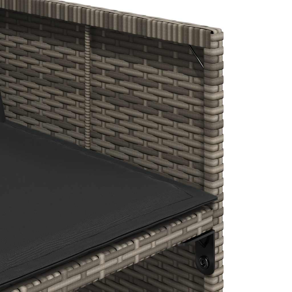 vidaXL Gartenstühle mit Kissen 4 Stk. Grau Poly Rattan