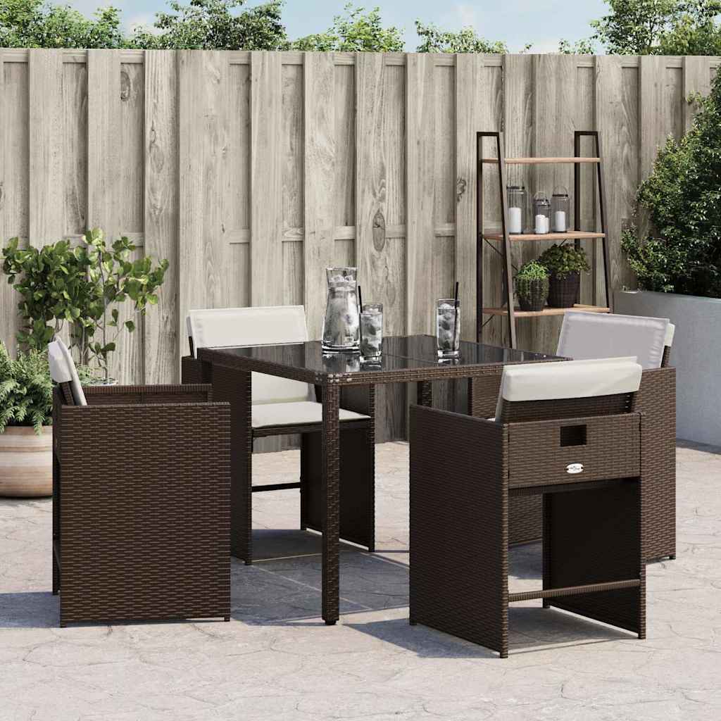 vidaXL Chaises de jardin avec coussins 4 pcs Marron Résine tressée