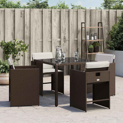 vidaXL Chaises de jardin avec coussins 4 pcs Marron Résine tressée