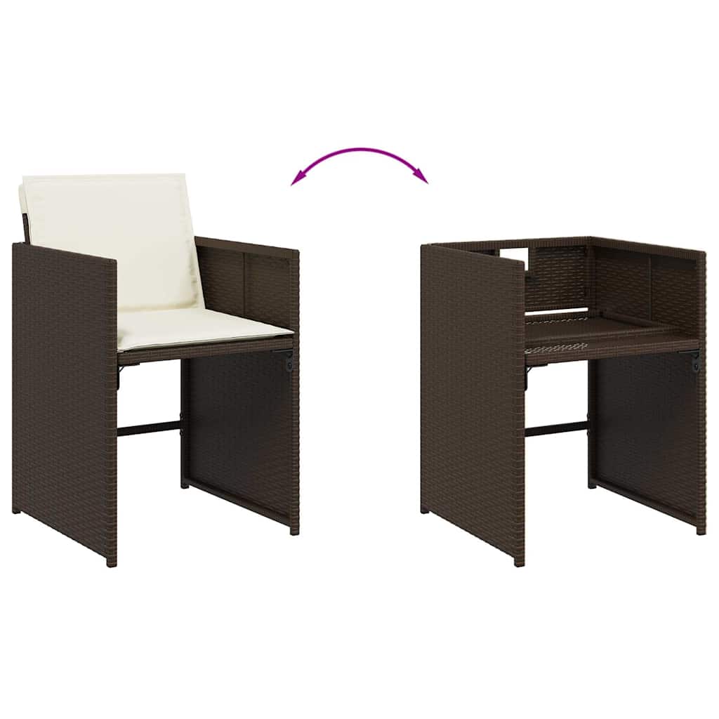 vidaXL Chaises de jardin avec coussins 4 pcs Marron Résine tressée