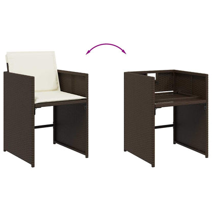 vidaXL Chaises de jardin avec coussins 4 pcs Marron Résine tressée