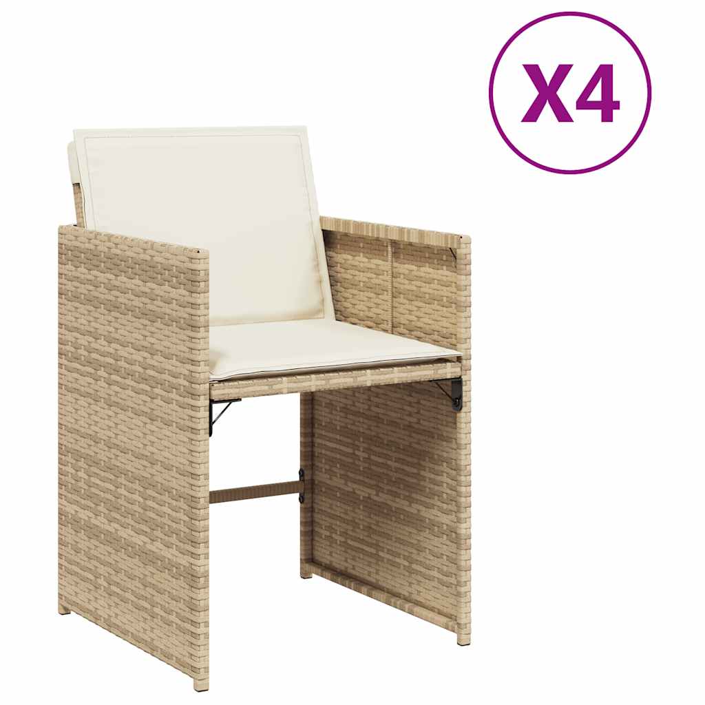vidaXL Chaises de jardin avec coussins 4 pcs Beige résine tressée