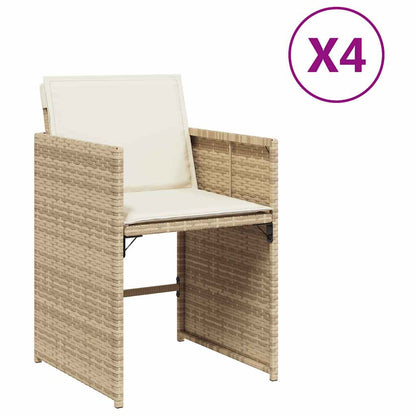 vidaXL Chaises de jardin avec coussins 4 pcs Beige résine tressée