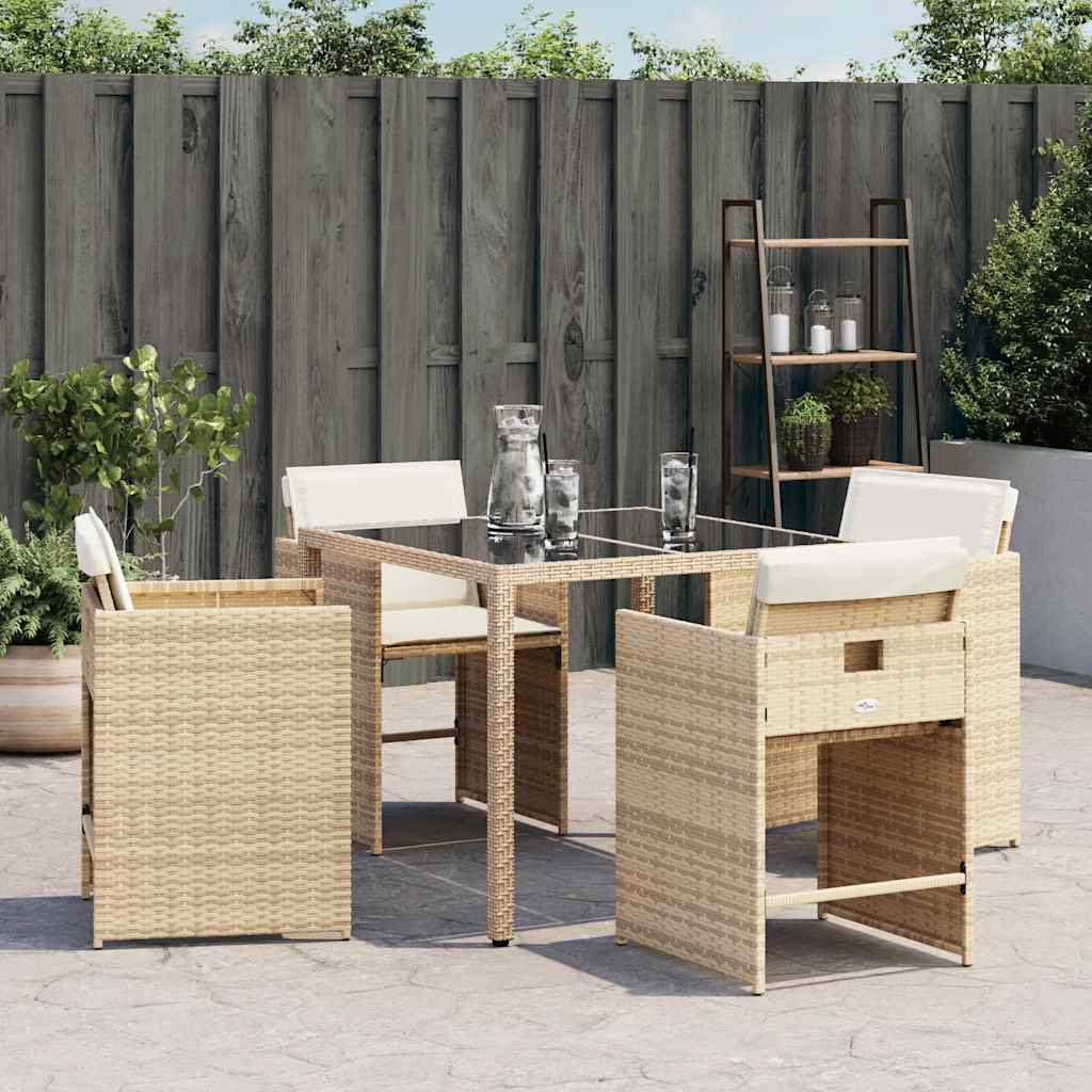 vidaXL Chaises de jardin avec coussins 4 pcs Beige résine tressée