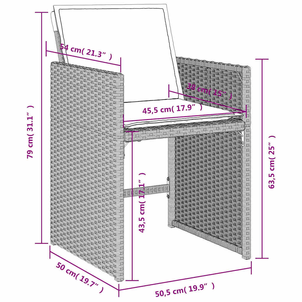 vidaXL Gartenstühle mit Kissen 4 Stk. Hellgrau Poly Rattan