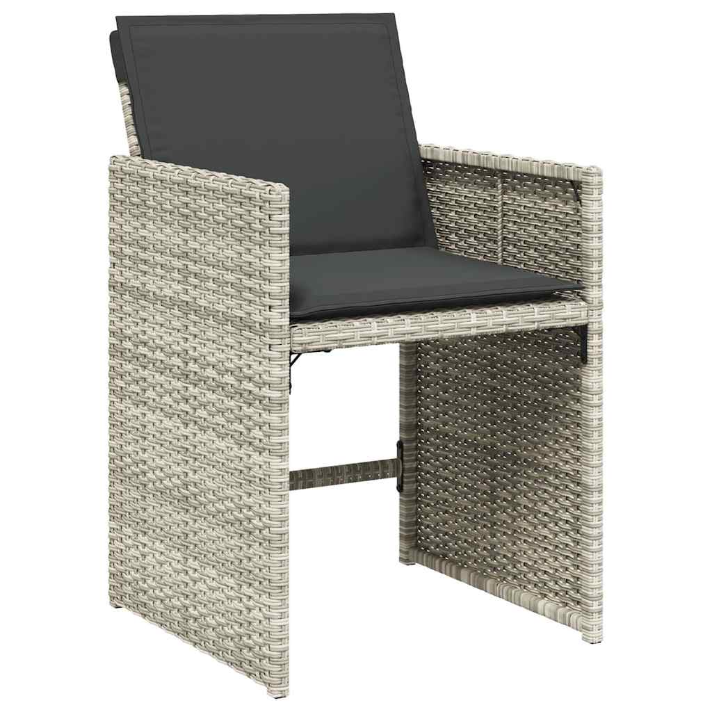 vidaXL Gartenstühle mit Kissen 4 Stk. Hellgrau Poly Rattan