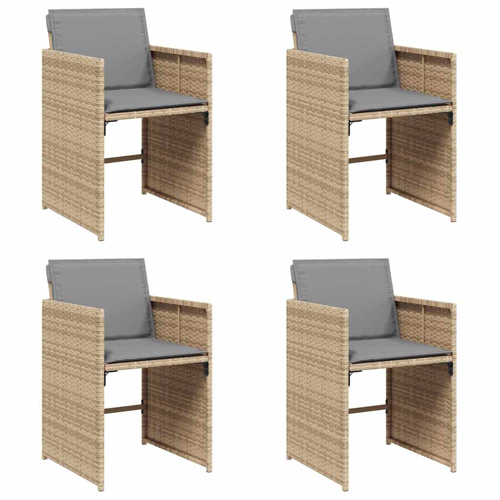 vidaXL Gartenstühle mit Kissen 4 Stk. Beigemischung Poly Rattan