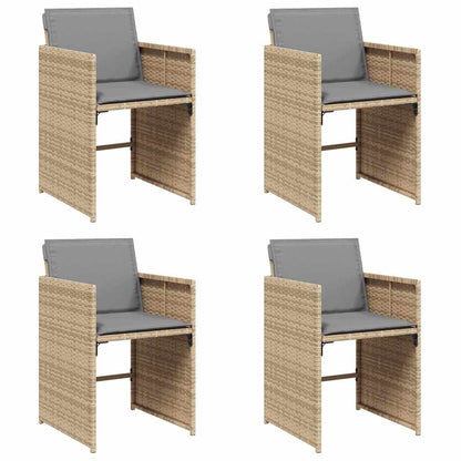 vidaXL Gartenstühle mit Kissen 4 Stk. Beigemischung Poly Rattan