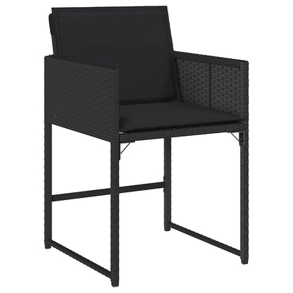 vidaXL Gartenstühle mit Kissen 4 Stk. Schwarz Poly Rattan