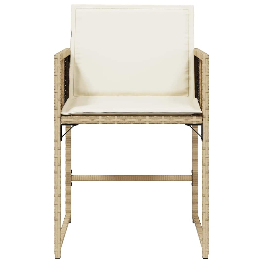 vidaXL Gartenstühle mit Kissen 4 Stk. Beige Poly Rattan