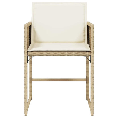 vidaXL Gartenstühle mit Kissen 4 Stk. Beige Poly Rattan