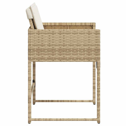 vidaXL Gartenstühle mit Kissen 4 Stk. Beige Poly Rattan