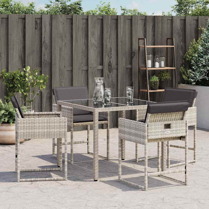vidaXL Gartenstühle mit Kissen 4 Stk. Hellgrau Poly Rattan