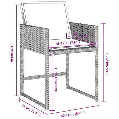 vidaXL Gartenstühle mit Kissen 4 Stk. Hellgrau Poly Rattan