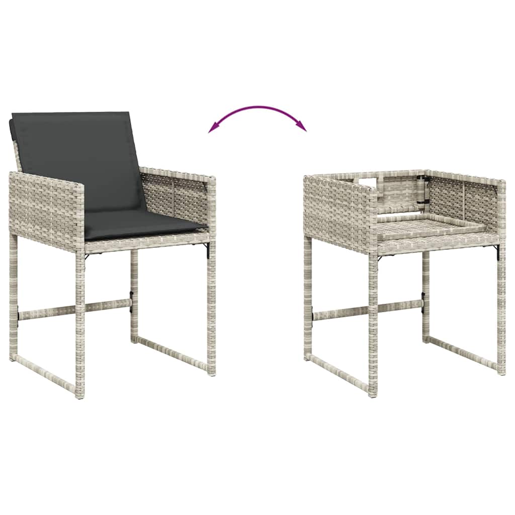 vidaXL Gartenstühle mit Kissen 4 Stk. Hellgrau Poly Rattan