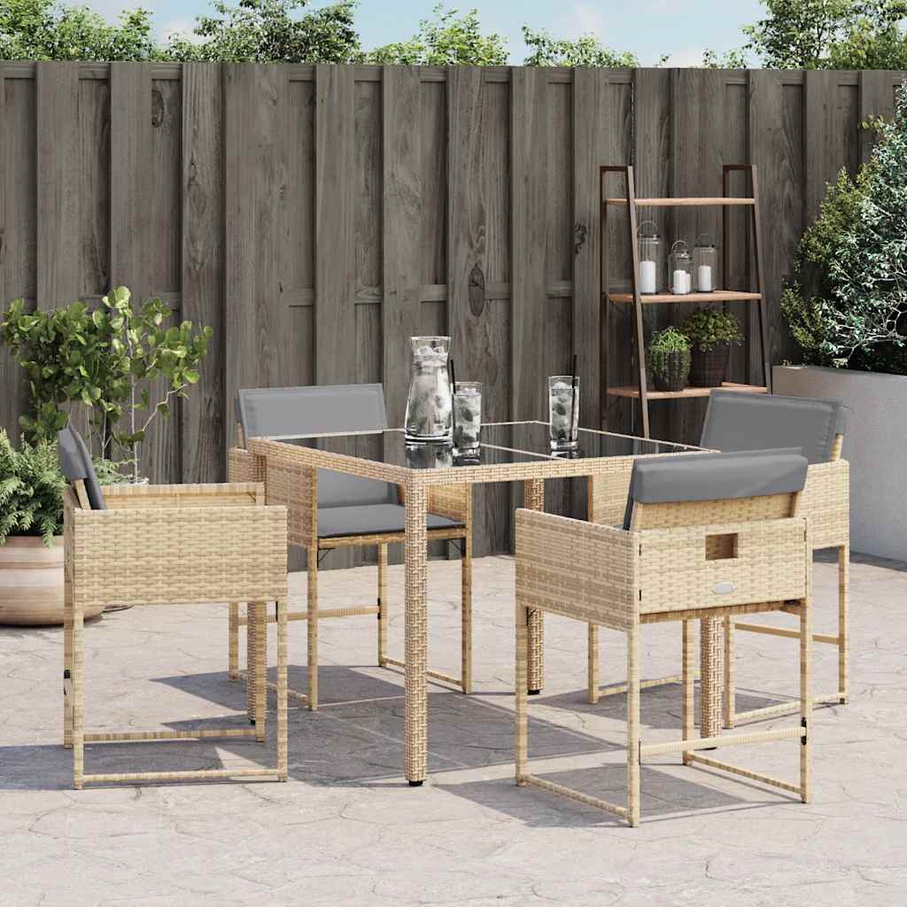 vidaXL Gartenstühle mit Kissen 4 Stk. Beigemischung Poly Rattan