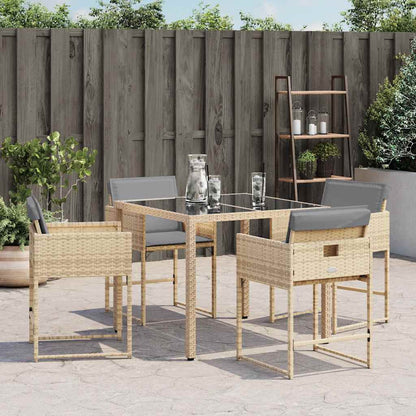 vidaXL Gartenstühle mit Kissen 4 Stk. Beigemischung Poly Rattan