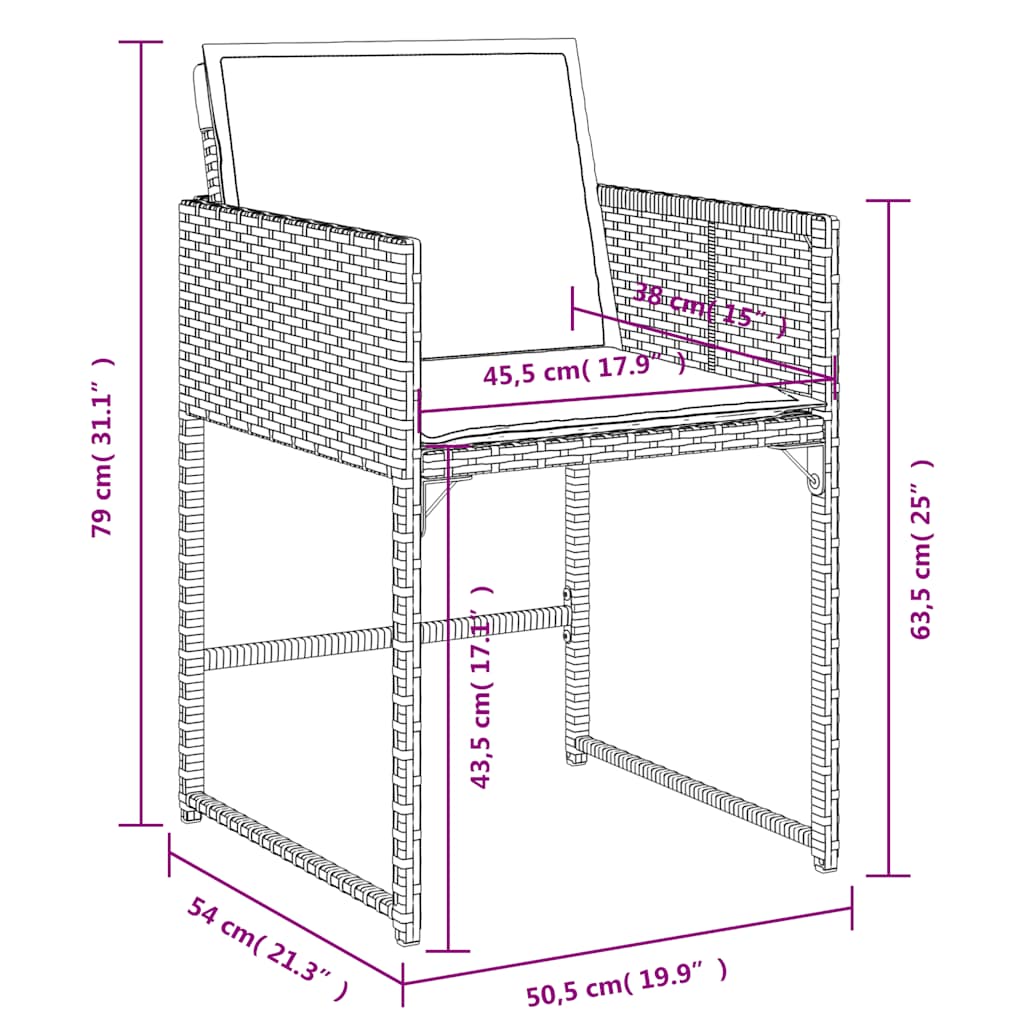 vidaXL Gartenstühle mit Kissen 4 Stk. Beigemischung Poly Rattan