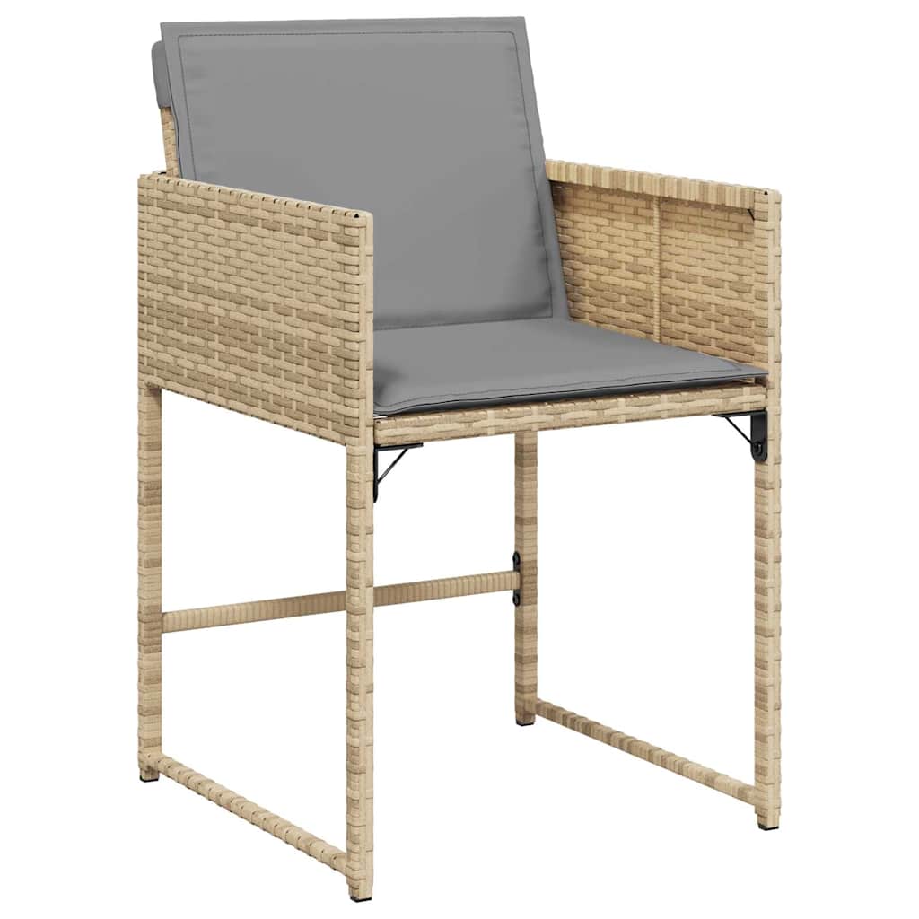 vidaXL Gartenstühle mit Kissen 4 Stk. Beigemischung Poly Rattan