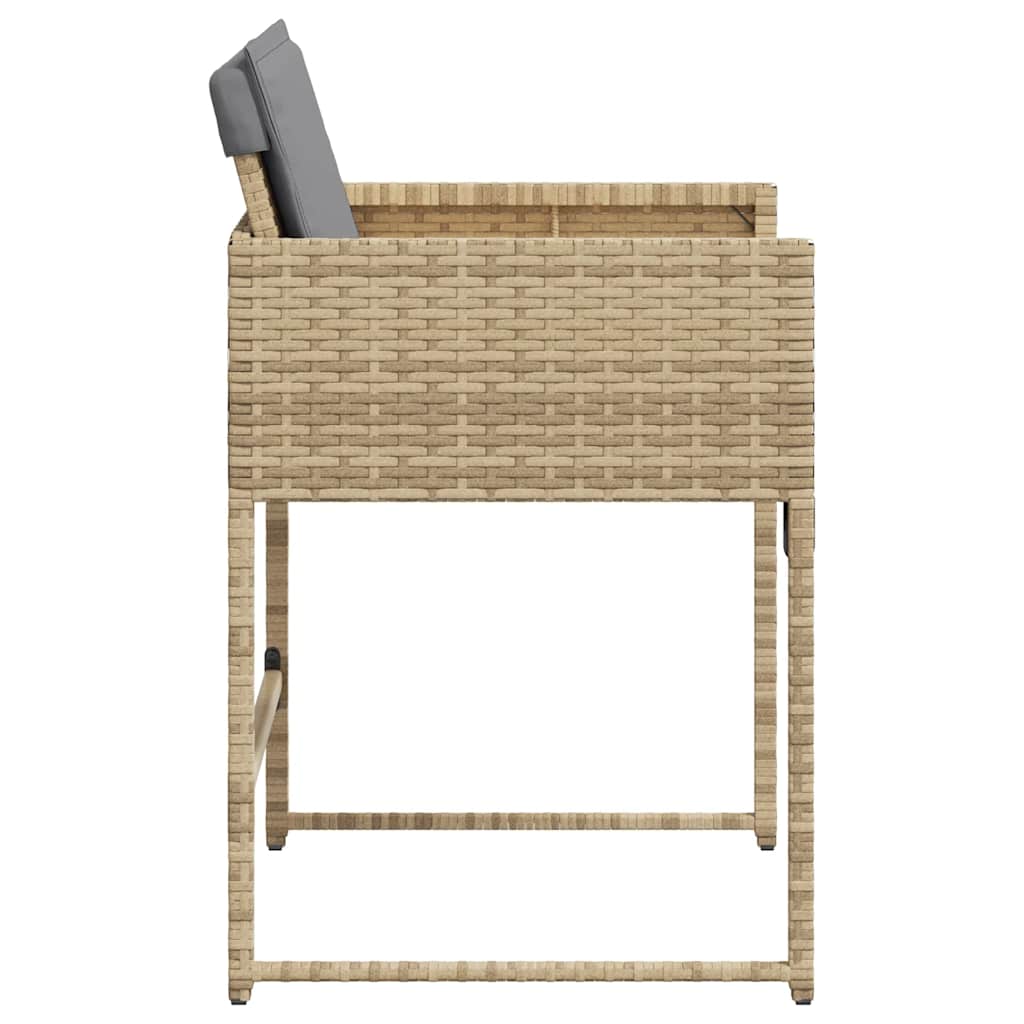 vidaXL Gartenstühle mit Kissen 4 Stk. Beigemischung Poly Rattan