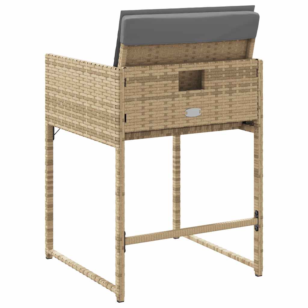vidaXL Gartenstühle mit Kissen 4 Stk. Beigemischung Poly Rattan