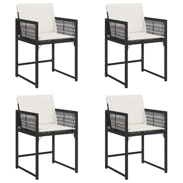 vidaXL Gartenstühle mit Kissen 4 Stk. Schwarz Poly Rattan