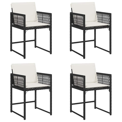 vidaXL Gartenstühle mit Kissen 4 Stk. Schwarz Poly Rattan