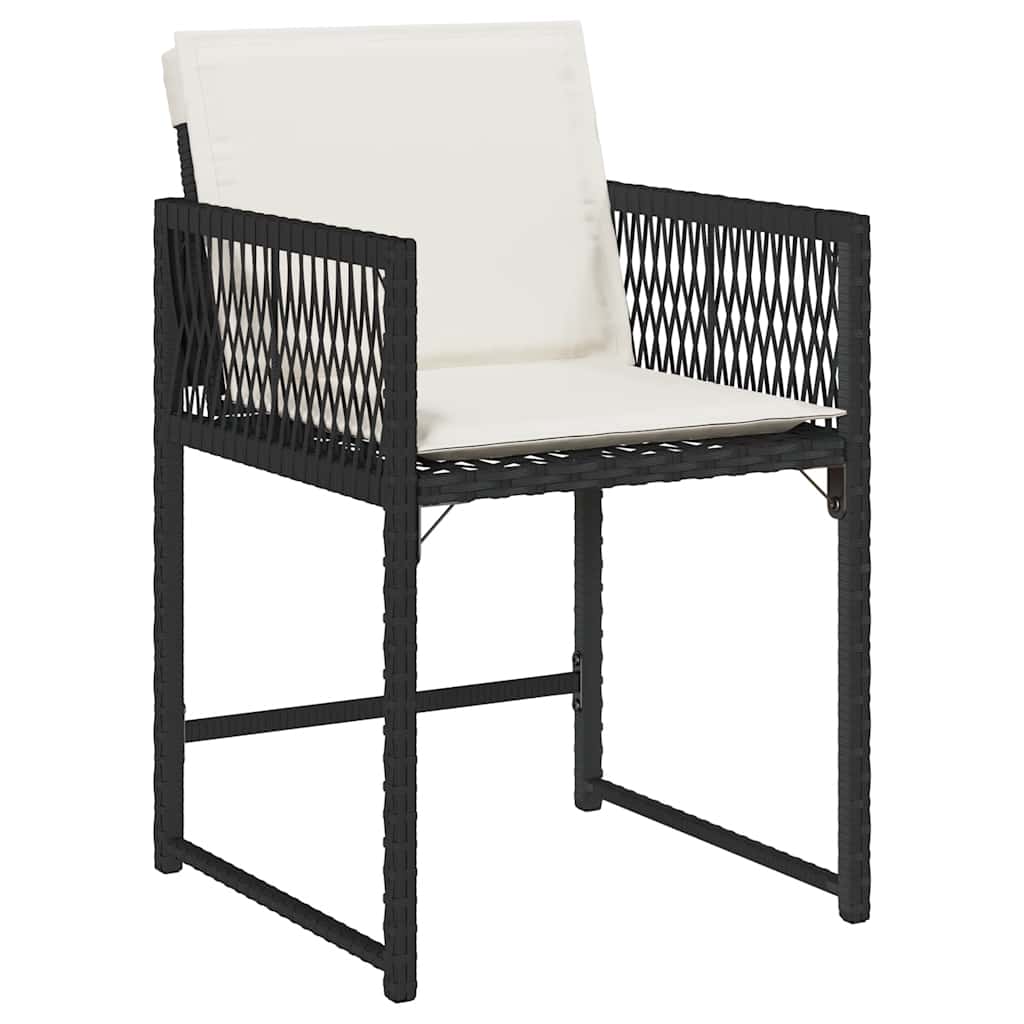 vidaXL Gartenstühle mit Kissen 4 Stk. Schwarz Poly Rattan