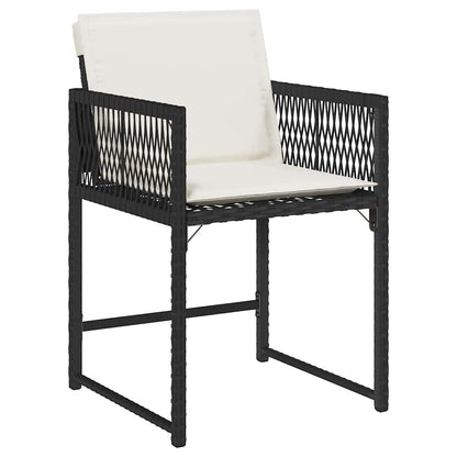 vidaXL Gartenstühle mit Kissen 4 Stk. Schwarz Poly Rattan