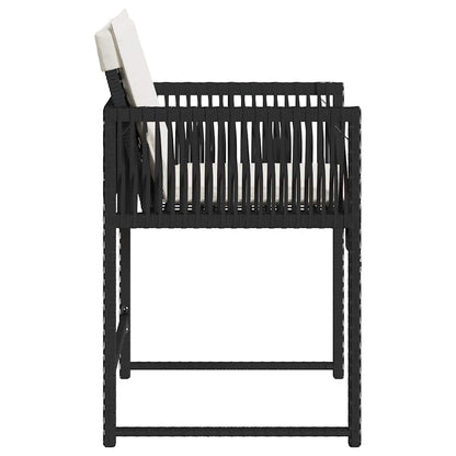 vidaXL Gartenstühle mit Kissen 4 Stk. Schwarz Poly Rattan
