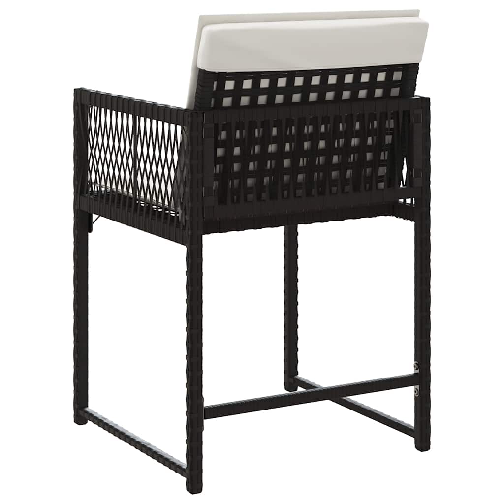 vidaXL Gartenstühle mit Kissen 4 Stk. Schwarz Poly Rattan