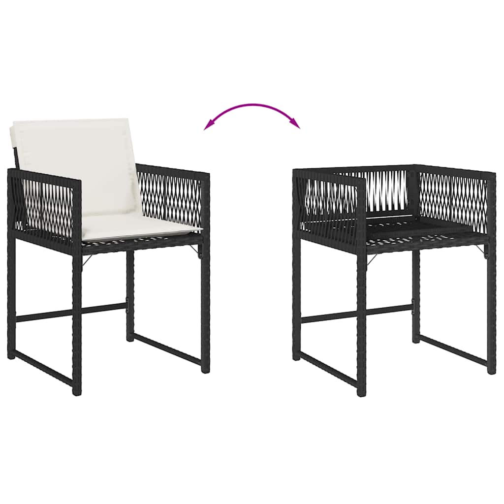 vidaXL Gartenstühle mit Kissen 4 Stk. Schwarz Poly Rattan