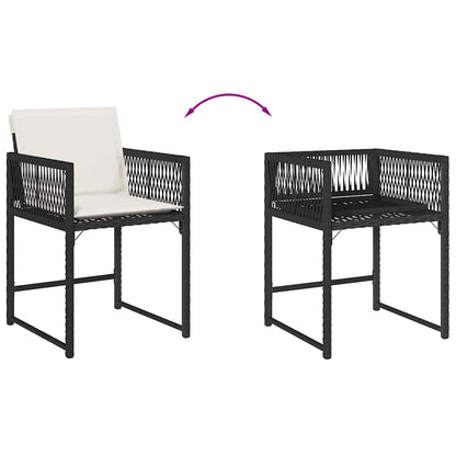 vidaXL Gartenstühle mit Kissen 4 Stk. Schwarz Poly Rattan