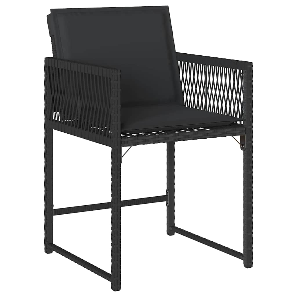 vidaXL Gartenstühle mit Kissen 4 Stk. Schwarz Poly Rattan