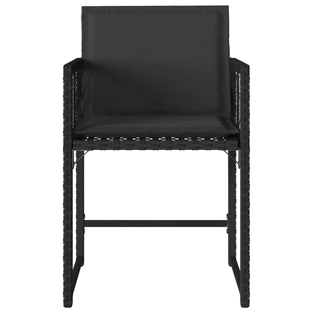 vidaXL Gartenstühle mit Kissen 4 Stk. Schwarz Poly Rattan